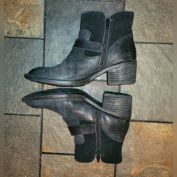 Born Womens Korita Western Black Leather Suede Booties Boots Boho 7.5 - Picture 9 of 10
